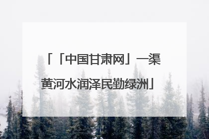 「中国甘肃网」一渠黄河水润泽民勤绿洲