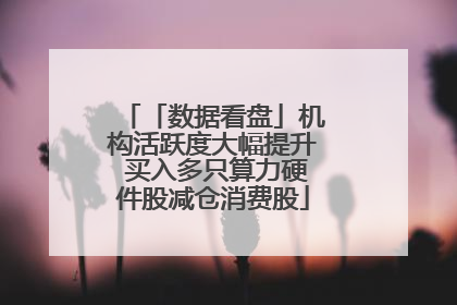 「数据看盘」机构活跃度大幅提升 买入多只算力硬件股减仓消费股