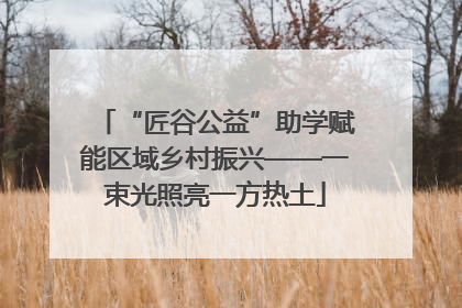 “匠谷公益”助学赋能区域乡村振兴——一束光照亮一方热土