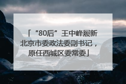 “80后”王中峰履新北京市委政法委副书记，原任西城区委常委