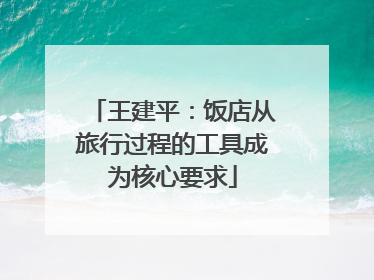 王建平：饭店从旅行过程的工具成为核心要求