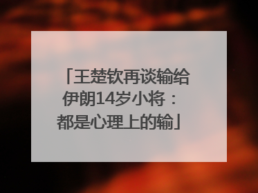 王楚钦再谈输给伊朗14岁小将：都是心理上的输