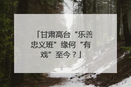 甘肃高台“乐善忠义班”缘何“有戏”至今？