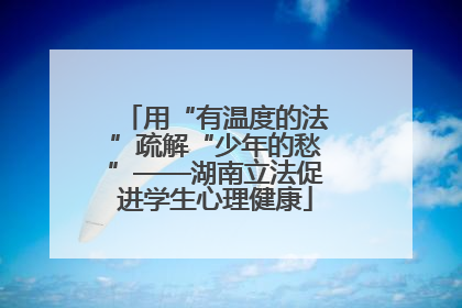 用“有温度的法”疏解“少年的愁”——湖南立法促进学生心理健康