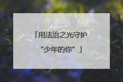 用法治之光守护“少年的你”