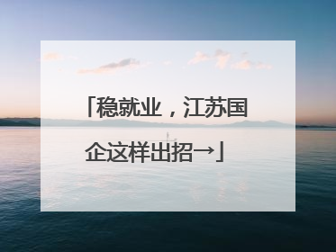 稳就业，江苏国企这样出招→