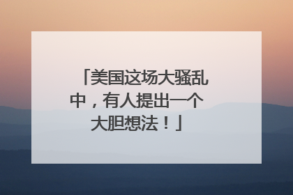 美国这场大骚乱中，有人提出一个大胆想法！