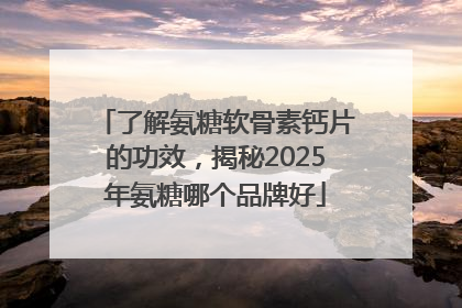 了解氨糖软骨素钙片的功效，揭秘2025年氨糖哪个品牌好