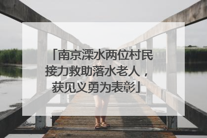 南京溧水两位村民接力救助落水老人，获见义勇为表彰