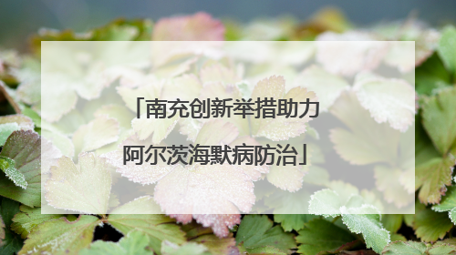 南充创新举措助力阿尔茨海默病防治