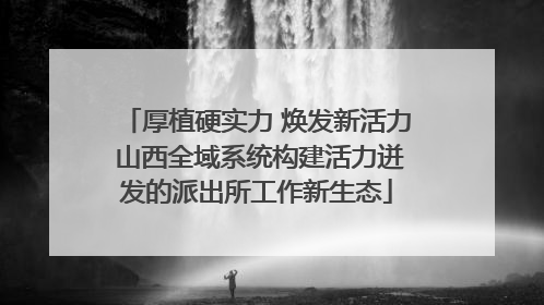 厚植硬实力 焕发新活力 山西全域系统构建活力迸发的派出所工作新生态