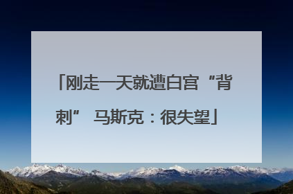 刚走一天就遭白宫“背刺” 马斯克：很失望
