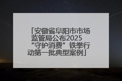 安徽省阜阳市市场监管局公布2025“守护消费”铁拳行动第一批典型案例