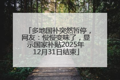 多地国补突然暂停，网友：慢慢变味了，显示国家补贴2025年12月31日结束