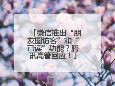 微信推出“朋友圈访客”和“已读”功能？腾讯高管回应！