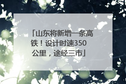 山东将新增一条高铁！设计时速350公里，途经三市
