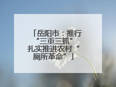 岳阳市：推行“三重三抓” 扎实推进农村“厕所革命”