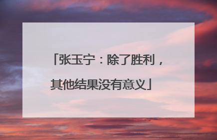 张玉宁：除了胜利，其他结果没有意义