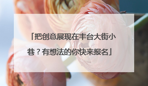 把创意展现在丰台大街小巷？有想法的你快来报名