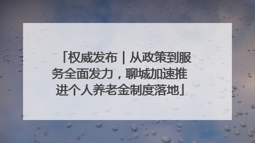 权威发布｜从政策到服务全面发力，聊城加速推进个人养老金制度落地