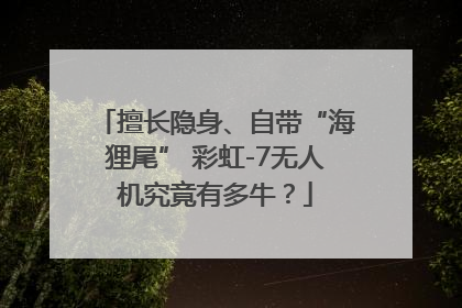 擅长隐身、自带“海狸尾” 彩虹-7无人机究竟有多牛？