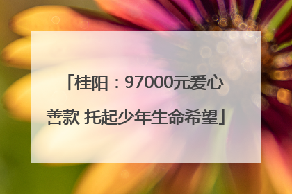 桂阳：97000元爱心善款 托起少年生命希望