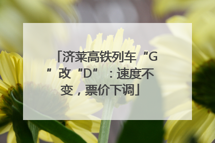 济莱高铁列车“G”改“D”：速度不变，票价下调