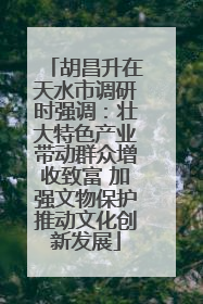 胡昌升在天水市调研时强调：壮大特色产业带动群众增收致富 加强文物保护推动文化创新发展