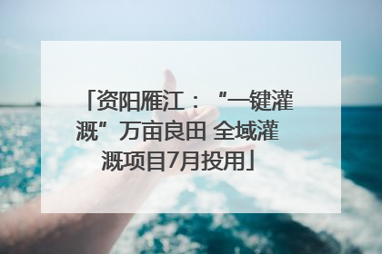 资阳雁江：“一键灌溉”万亩良田 全域灌溉项目7月投用